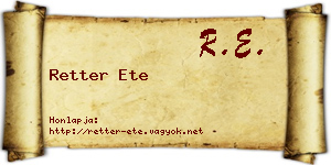Retter Ete névjegykártya